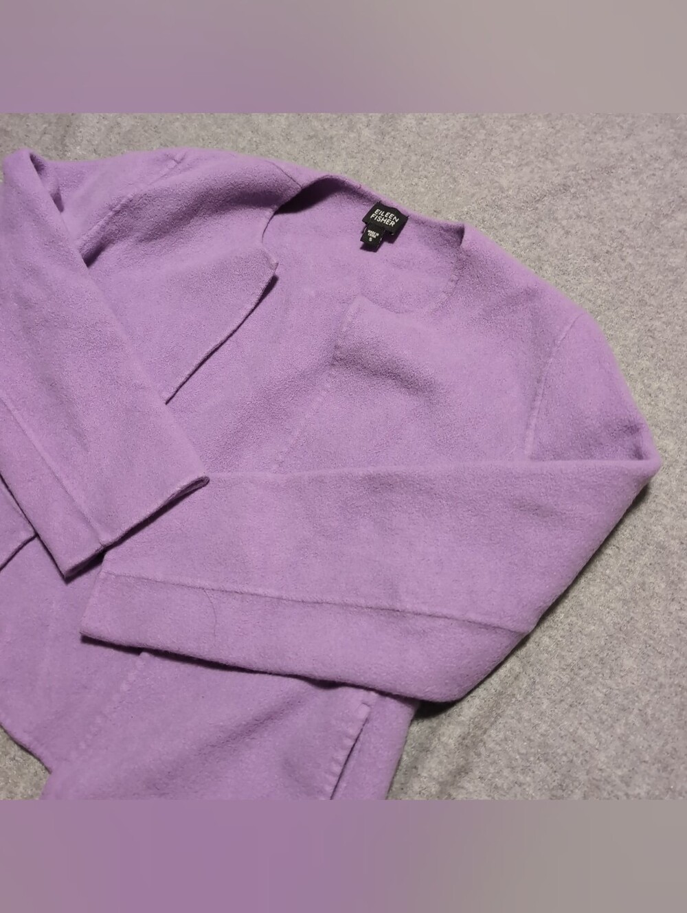 Eileen Fisher Lavender Wool Cashmere Blend Open Front Jacket Size Small Preppy